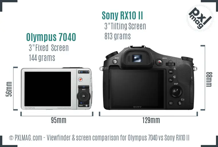 Olympus 7040 vs Sony RX10 II Screen and Viewfinder comparison