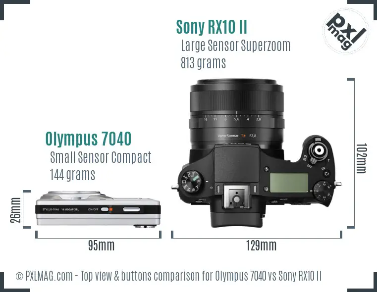 Olympus 7040 vs Sony RX10 II top view buttons comparison