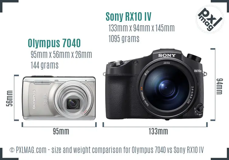 Olympus 7040 vs Sony RX10 IV size comparison