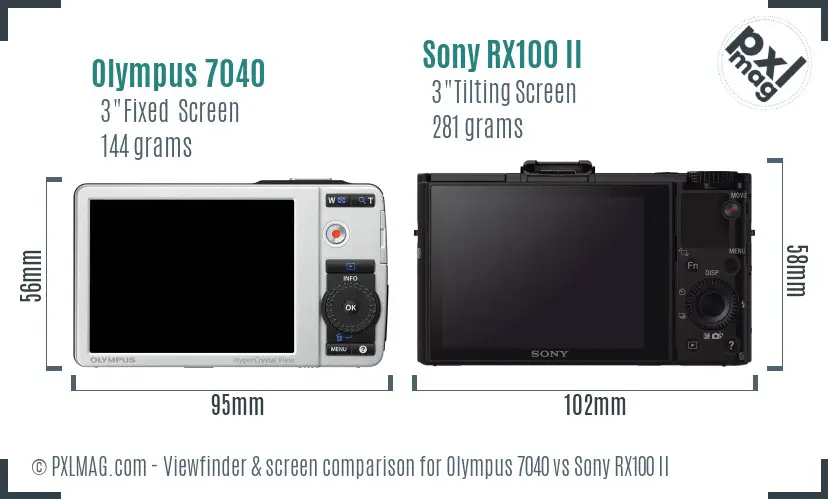 Olympus 7040 vs Sony RX100 II Screen and Viewfinder comparison