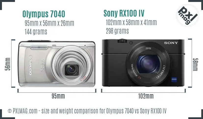 Olympus 7040 vs Sony RX100 IV size comparison
