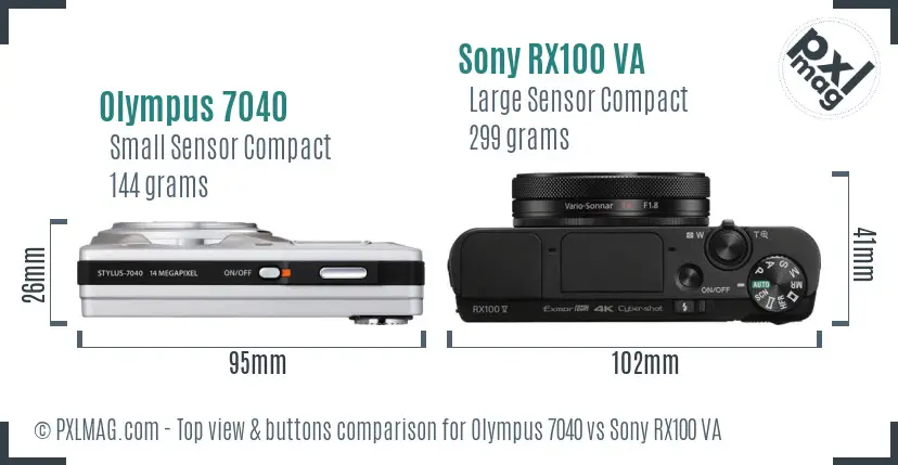 Olympus 7040 vs Sony RX100 VA top view buttons comparison