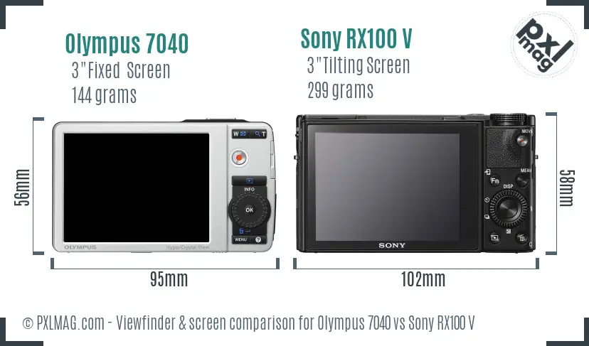 Olympus 7040 vs Sony RX100 V Screen and Viewfinder comparison