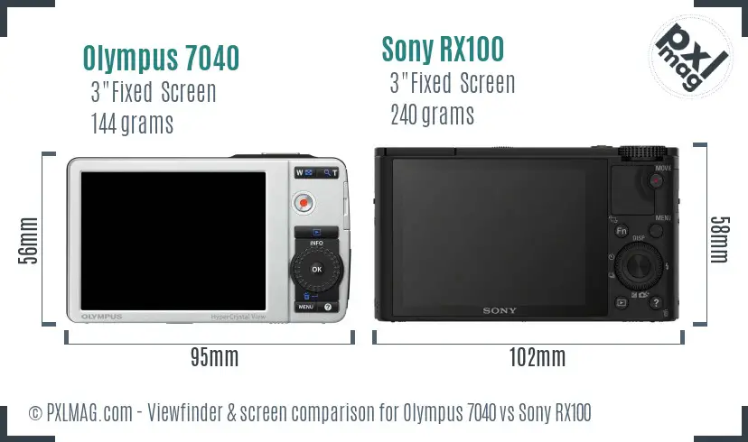 Olympus 7040 vs Sony RX100 Screen and Viewfinder comparison Olympus 7040 vs Sony RX100 Screen and Viewfinder comparison