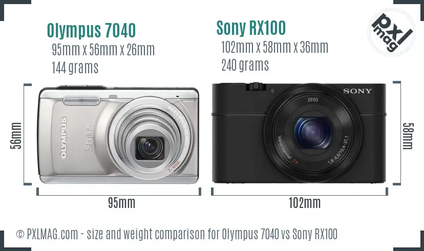 Olympus 7040 vs Sony RX100 size comparison Olympus 7040 vs Sony RX100 size comparison