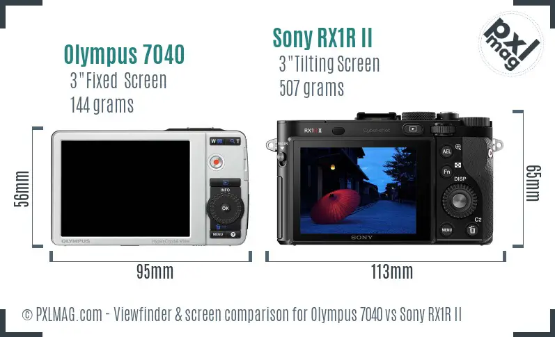 Olympus 7040 vs Sony RX1R II Screen and Viewfinder comparison Olympus 7040 vs Sony RX1R II Screen and Viewfinder comparison