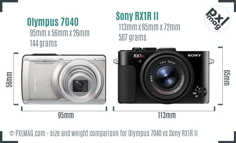 Olympus 7040 vs Sony RX1R II size comparison Olympus 7040 vs Sony RX1R II size comparison