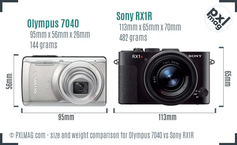 Olympus 7040 vs Sony RX1R size comparison