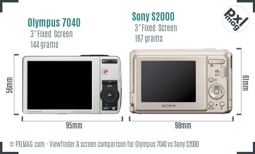 Olympus 7040 vs Sony S2000 Screen and Viewfinder comparison Olympus 7040 vs Sony S2000 Screen and Viewfinder comparison