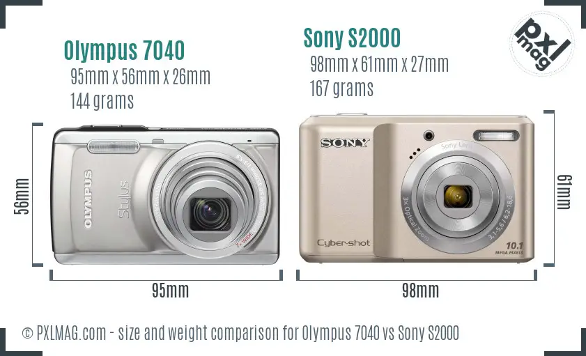 Olympus 7040 vs Sony S2000 size comparison Olympus 7040 vs Sony S2000 size comparison