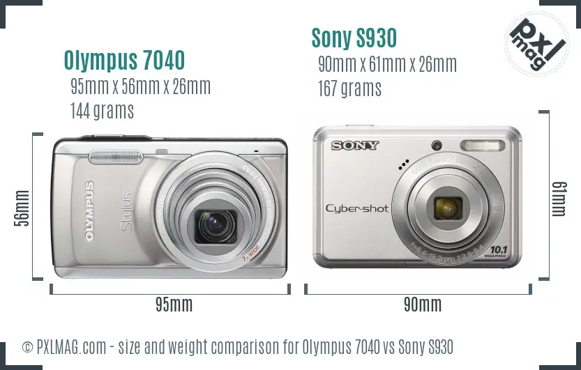 Olympus 7040 vs Sony S930 size comparison Olympus 7040 vs Sony S930 size comparison