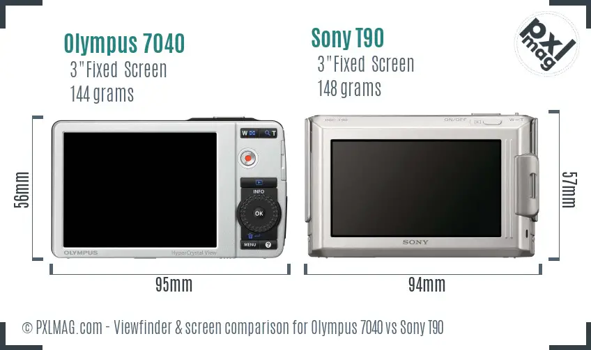 Olympus 7040 vs Sony T90 Screen and Viewfinder comparison Olympus 7040 vs Sony T90 Screen and Viewfinder comparison