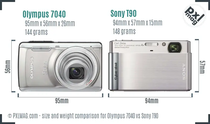 Olympus 7040 vs Sony T90 size comparison Olympus 7040 vs Sony T90 size comparison