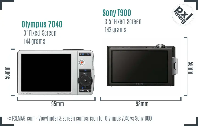 Olympus 7040 vs Sony T900 Screen and Viewfinder comparison