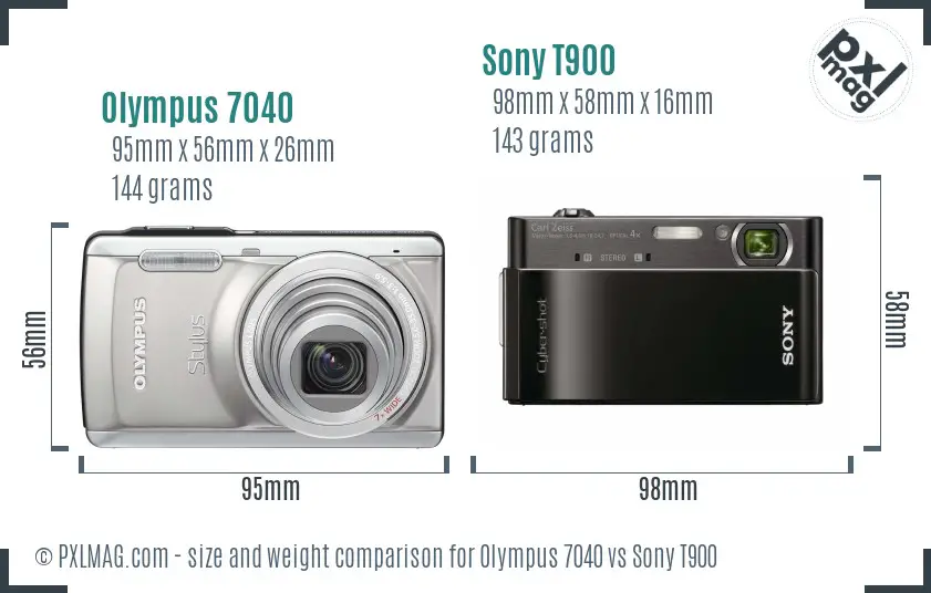 Olympus 7040 vs Sony T900 size comparison