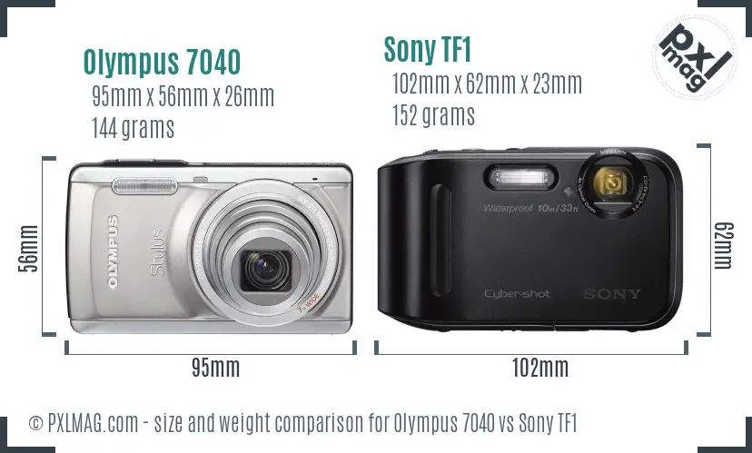 Olympus 7040 vs Sony TF1 size comparison