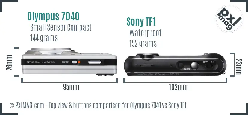 Olympus 7040 vs Sony TF1 top view buttons comparison