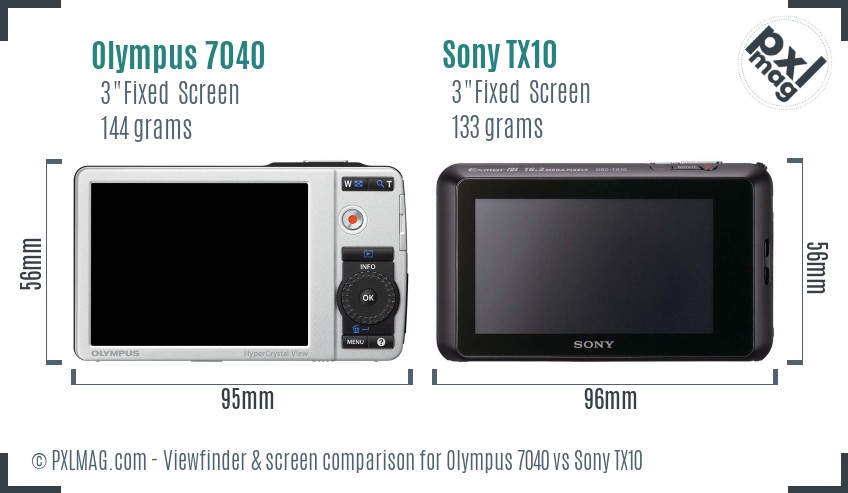Olympus 7040 vs Sony TX10 Screen and Viewfinder comparison