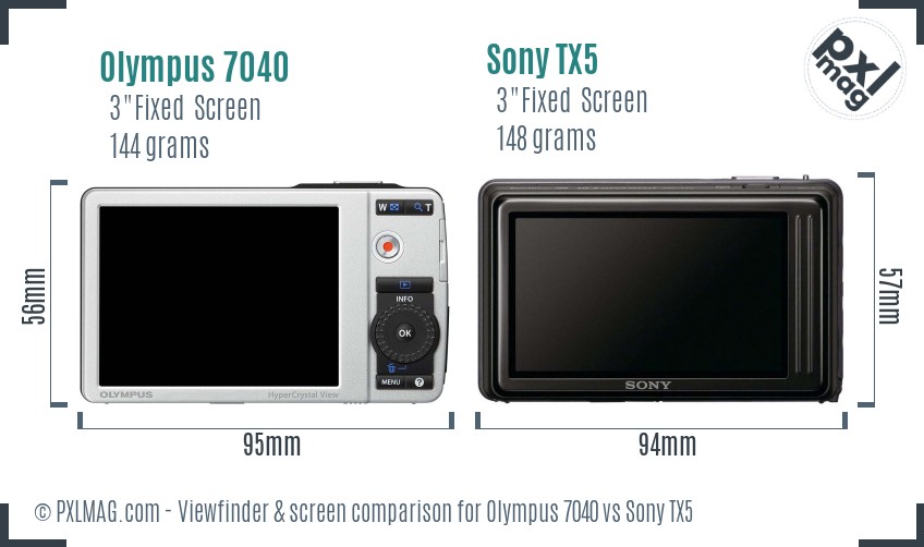 Olympus 7040 vs Sony TX5 Screen and Viewfinder comparison