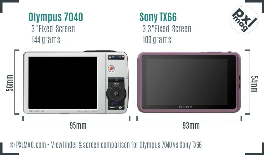 Olympus 7040 vs Sony TX66 Screen and Viewfinder comparison