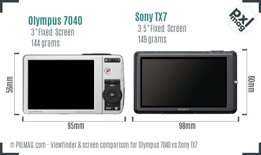 Olympus 7040 vs Sony TX7 Screen and Viewfinder comparison