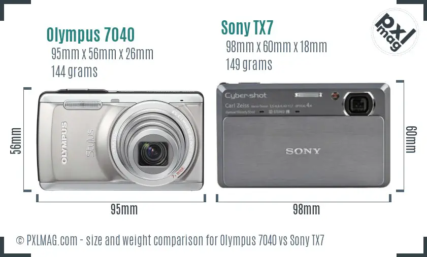 Olympus 7040 vs Sony TX7 size comparison