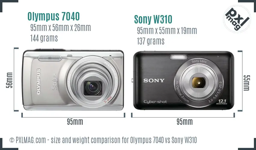 Olympus 7040 vs Sony W310 size comparison Olympus 7040 vs Sony W310 size comparison
