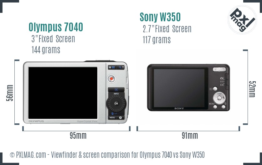 Olympus 7040 vs Sony W350 Screen and Viewfinder comparison