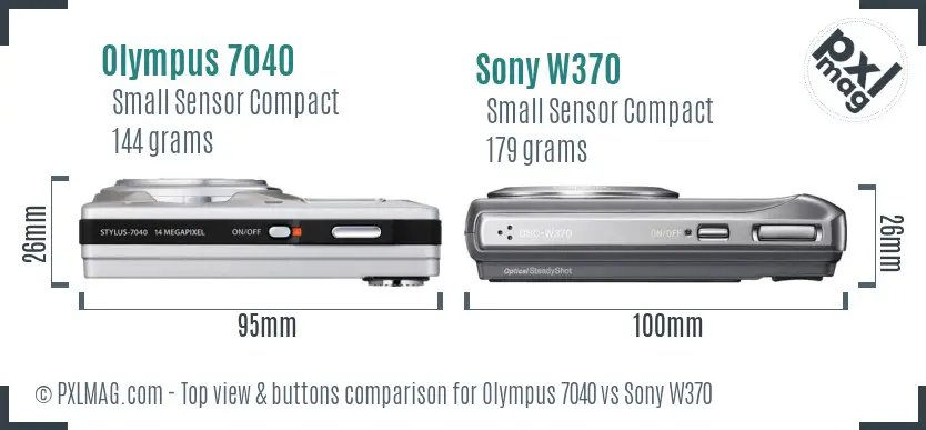 Olympus 7040 vs Sony W370 top view buttons comparison
