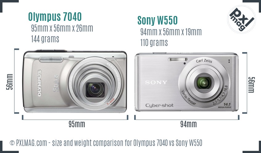 Olympus 7040 vs Sony W550 size comparison Olympus 7040 vs Sony W550 size comparison