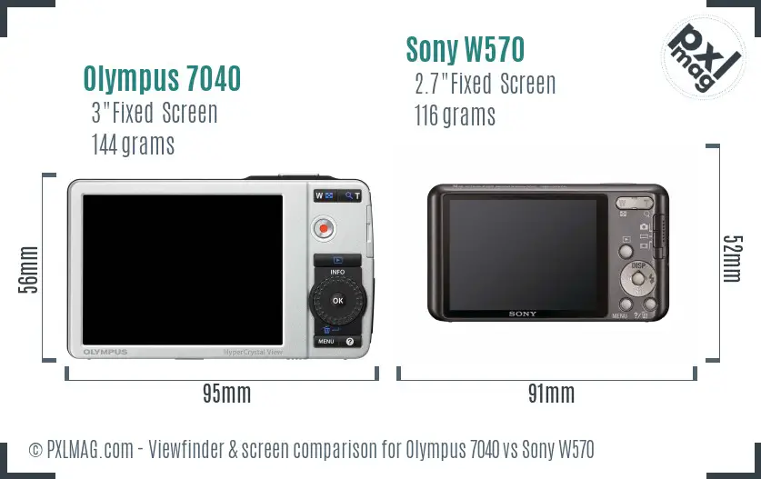 Olympus 7040 vs Sony W570 Screen and Viewfinder comparison