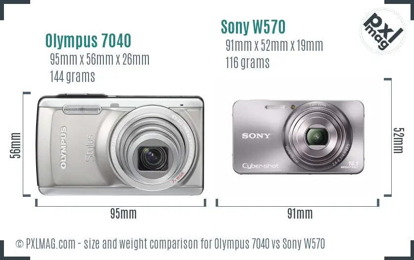 Olympus 7040 vs Sony W570 size comparison Olympus 7040 vs Sony W570 size comparison