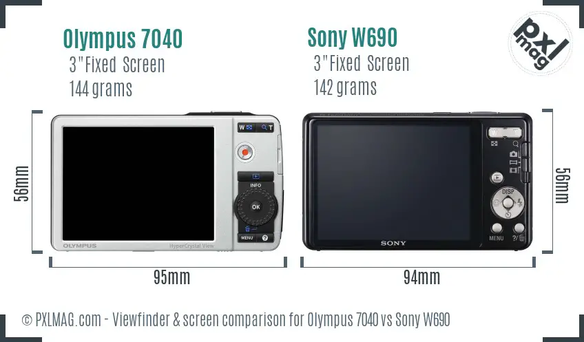 Olympus 7040 vs Sony W690 Screen and Viewfinder comparison