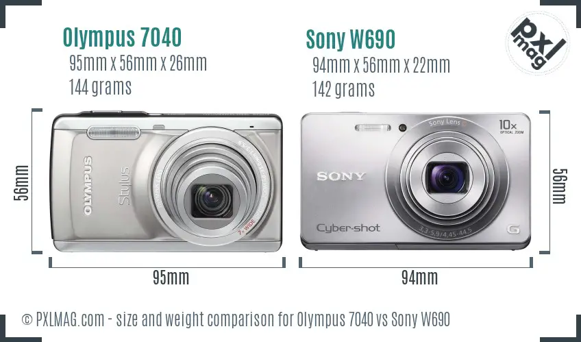 Olympus 7040 vs Sony W690 size comparison