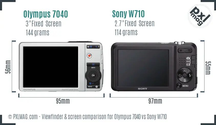 Olympus 7040 vs Sony W710 Screen and Viewfinder comparison Olympus 7040 vs Sony W710 Screen and Viewfinder comparison