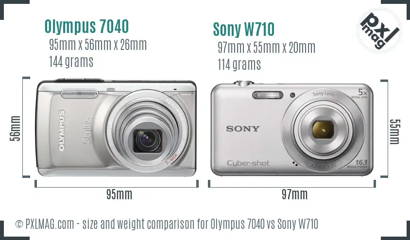 Olympus 7040 vs Sony W710 size comparison Olympus 7040 vs Sony W710 size comparison