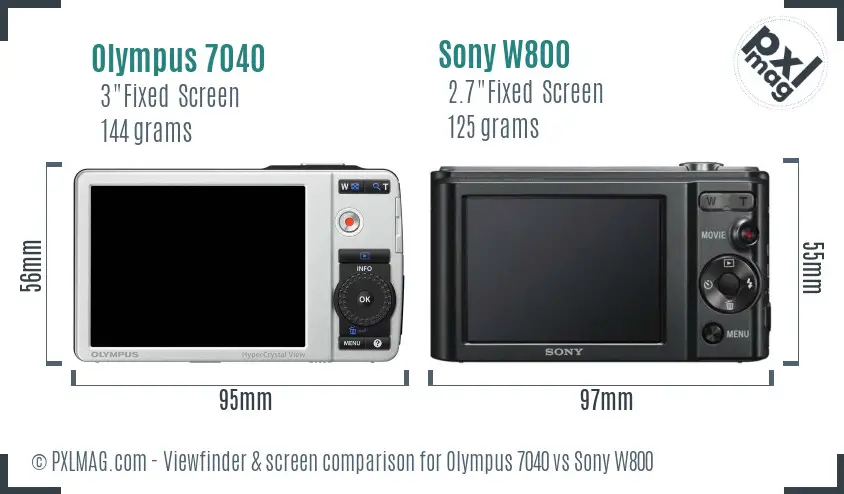 Olympus 7040 vs Sony W800 Screen and Viewfinder comparison
