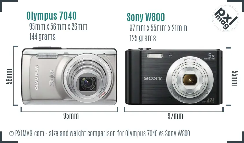 Olympus 7040 vs Sony W800 size comparison
