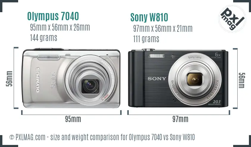 Olympus 7040 vs Sony W810 size comparison