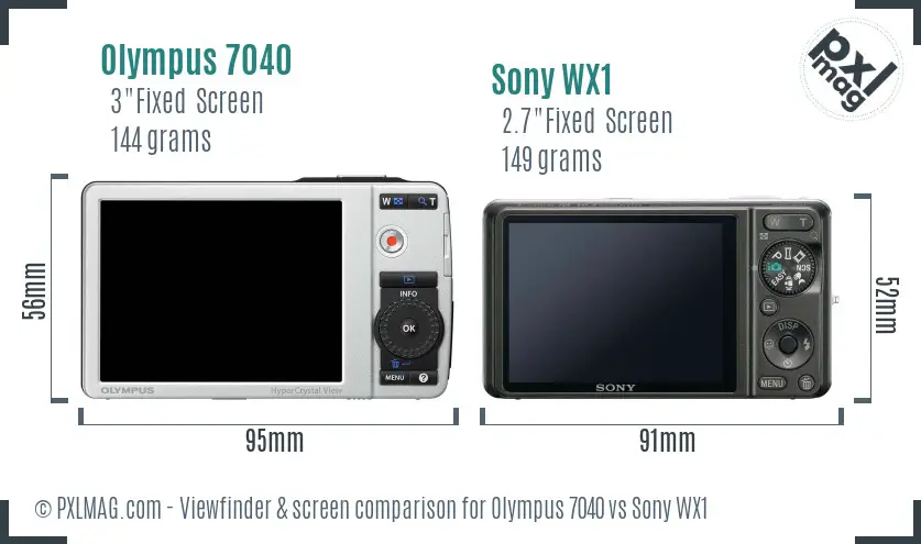 Olympus 7040 vs Sony WX1 Screen and Viewfinder comparison