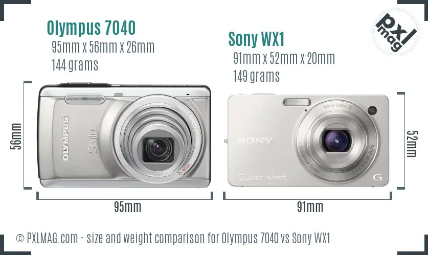 Olympus 7040 vs Sony WX1 size comparison