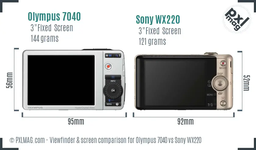 Olympus 7040 vs Sony WX220 Screen and Viewfinder comparison