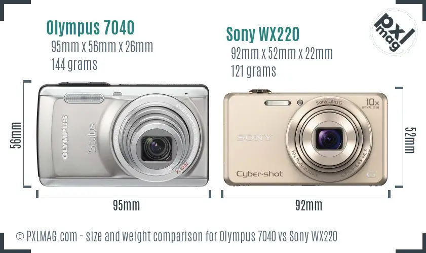 Olympus 7040 vs Sony WX220 size comparison