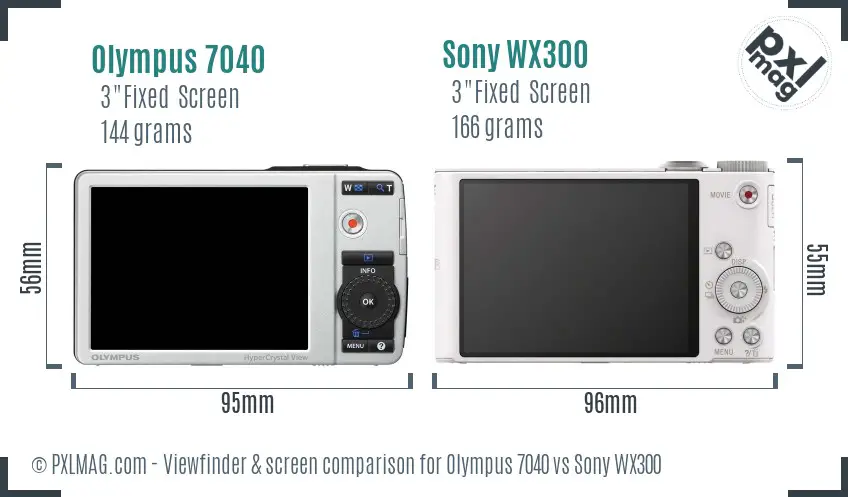 Olympus 7040 vs Sony WX300 Screen and Viewfinder comparison