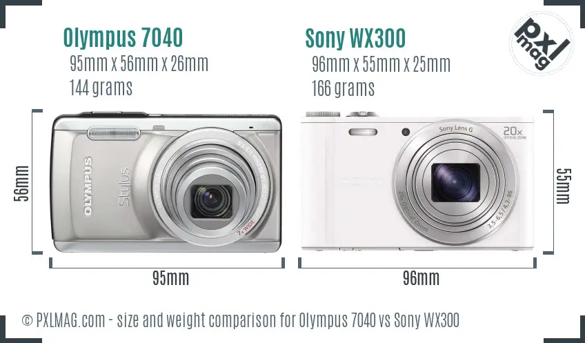 Olympus 7040 vs Sony WX300 size comparison