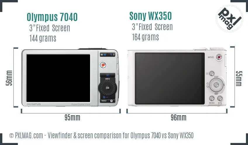 Olympus 7040 vs Sony WX350 Screen and Viewfinder comparison