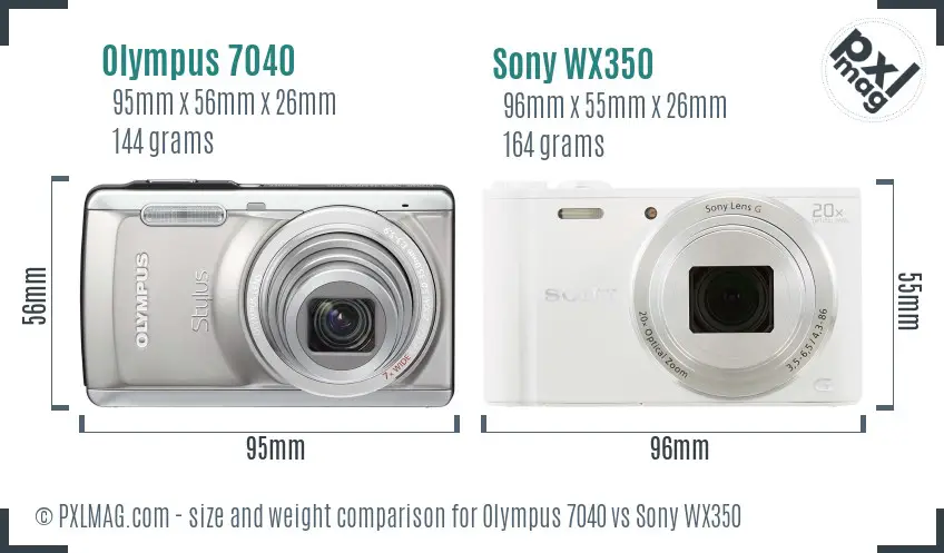 Olympus 7040 vs Sony WX350 size comparison