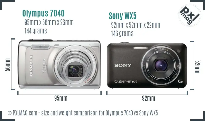 Olympus 7040 vs Sony WX5 size comparison