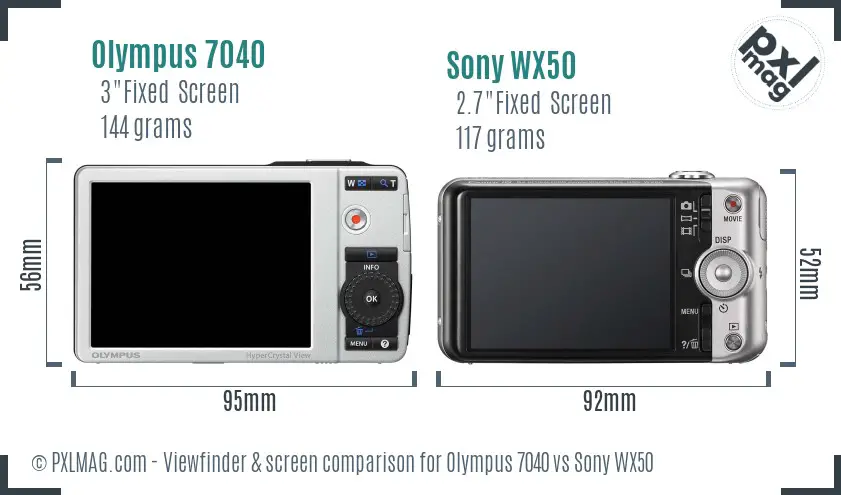 Olympus 7040 vs Sony WX50 Screen and Viewfinder comparison