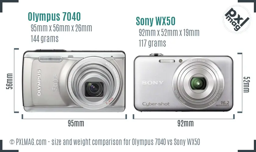 Olympus 7040 vs Sony WX50 size comparison Olympus 7040 vs Sony WX50 size comparison